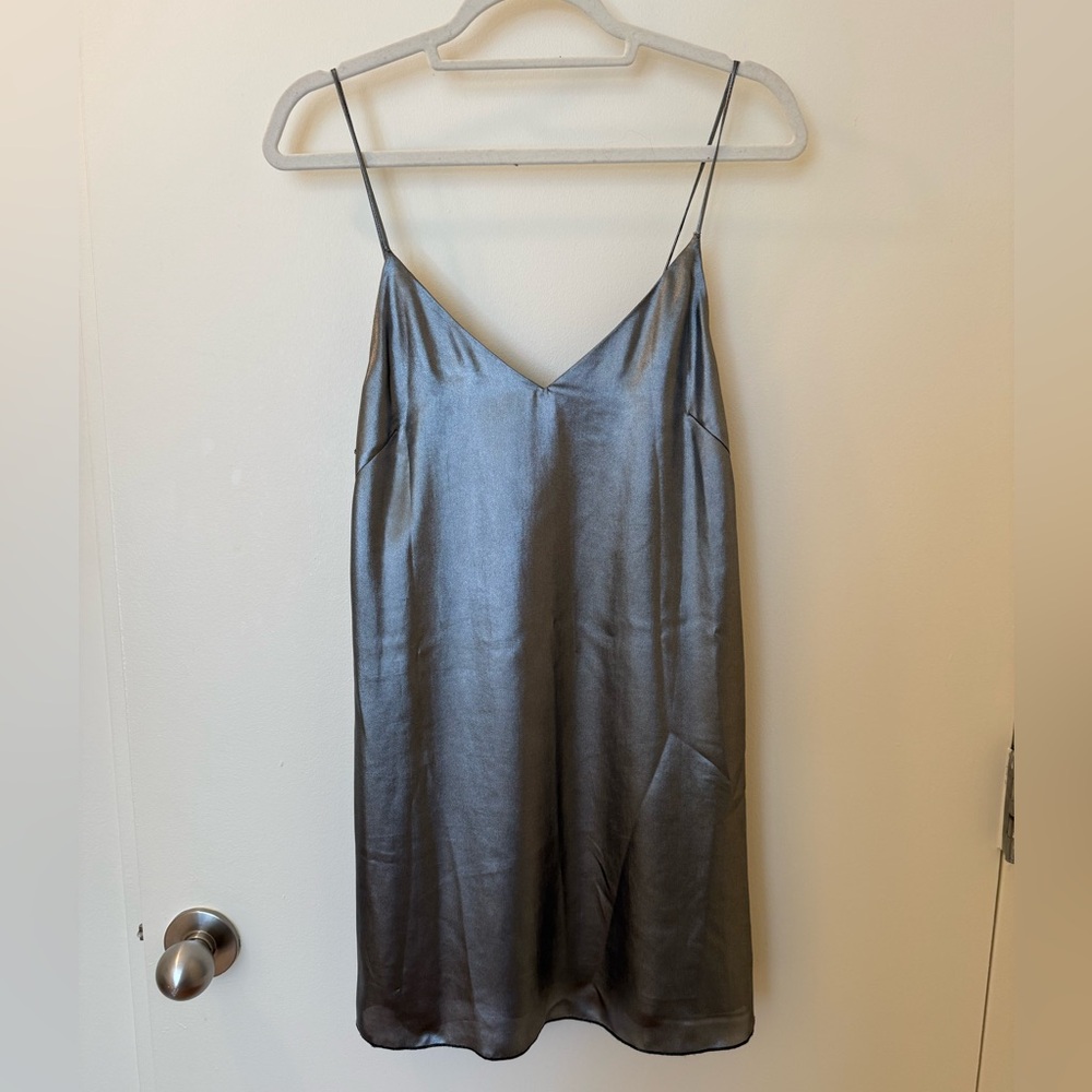 Aritzia Wilfred Free Satin Slip Dress in Charcoal Gray - Size S